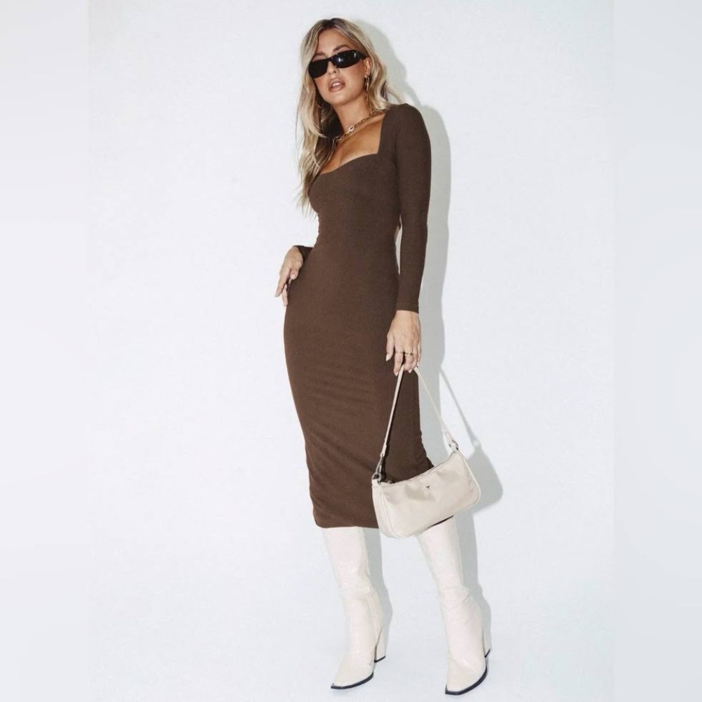 Princess Polly Nolan Midi Dress Brown Size 2